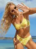 Novo Conjunto de Biquíni Sexy Estampado com Bordas Florais, Moda Europeia e Americana Transfronteiriça, em Estoque