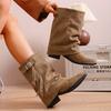 Botas Martin Color Caqui para Adultos Estilo Europeo y Americano En Stock Pedido Completo para Mujer Puntera Redonda Borla Caña Baja Goma