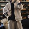Cárdigan casual de primavera, otoño y principios de invierno, sudadera con cuello alto pequeño acanalado, top artístico de forro polar abotonado para mujer con diseño patchwork