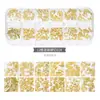Accesorios para Uñas Tachuelas Metálicas Huecas Estilo Japonés Rhinestones de Colores con Base Plana Caja de Tiras Largas Set Mixto para Uñas Set Completo