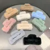 Presilha de Cabelo Quadrada de Pelúcia Outono e Inverno Presilha de Pelúcia de Alta Qualidade Versátil Fofa Presilha de Cabelo Média Grampo para a Parte de Trás da Cabeça