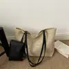 Bolso Tejido de Paja Estilo Coreano para Mujer Verano 2026 Nueva Moda Simple Gran Capacidad Bolso de Hombro y Mano Bolso Tote Tejido