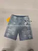 Shorts Jeans Americano de Verão Lavado High Street Soltos Retos Desgastados com Design de Furos