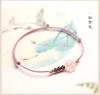 Pulsera de Trébol de Cuatro Hojas de Cristal Rosa para Mujer Pulsera de Cuerda Roja Delgada de Polvo de Caballo