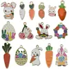 Aleación Huevo de Pascua con Goteo de Aceite Conejo de Dibujos Animados Zanahoria Colgante Joyería DIY Creativa Accesorios para Llaveros