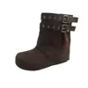 Plantilla para zapatos de nuevo estilo hebilla elevadora pierna de pantalón de mujer Botas de moda Birken Otoño 2026 cálido apilado retro cinturón de cuero con forro polar