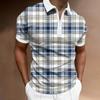 Comércio exterior europeu e americano 2023 Verão nova polo masculina casual fashion com lapela e zíper impressão 3D atacado