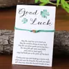 Venta caliente transfronteriza St. Pulsera de Gota de Aceite Verde del Día de San Patricio Pulsera Tejida con Tarjeta de Trébol de la Suerte Personalizada