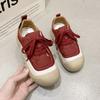 Zapatos Planos de Suela Gruesa Estilo Británico Retro para Mujer 2024 Primavera Estilo Caliente Zapatos Planos con Cordones Versátiles Zapatos Deportivos Casuales