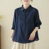 Camiseta de verano con solapa para mamá, nueva camiseta de estilo occidental para mujeres de mediana edad y mayores, estilo nacional.