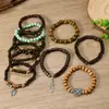 TEMU HIYIN Estilo Bohemio Nuevo Transfronterizo Cuentas de Madera de Cáscara de Coco Pulsera de Hilo Elástico para Hombres Pulsera Pulsera