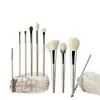 Pincel de Maquillaje Cangzhou, Pincel Biselado para Iluminador y Rubor con Punta de Dedo de Lana, Pincel Denso Esponjoso de Cerdas Suaves, Herramienta de Belleza Multifuncional