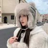 Gorro de invierno para mujer, forrado de polar, cálido, tejido, que cubre las orejas, a prueba de viento, estilo Fair Isle, que adelgaza la cara, gorro Lei Feng