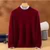 Suéter de punto de lana pura para hombre, cuello redondo, estilo simple y casual, nueva colección otoño/invierno, color liso, adecuado para ropa de negocios, jersey básico