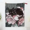 Original Exportación a Japón Morita Estilo Exquisito de Ilustración de Gato Negro Cuento de Hadas Retro Algodón No Retorcido Toalla Pequeña Pañuelo Cuadrado Pequeño