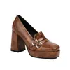Zapatos de Mujer Estilo Británico Retro Primavera y Otoño Punta Cuadrada Suela Gruesa Tacón Grueso Tacón Súper Alto Hebilla de Cinturón Tacones Altos Zapatos de Trabajo para Mujer