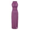 Vestido Puro Sedutor Sexy Menina Sexy Decote Halter Laço na Cintura Pregas Fenda Lateral Justo no Quadril Vestido Colete Elegante Saia Longa