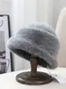 Chapéu Bucket de Pelúcia com Mistura de Pelo de Coelho para Mulheres, Moda de Inverno, Chapéu de Pescador Afina Rosto, Fedora Pequeno Quente e Estiloso