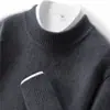 Nuevo suéter de cachemira para hombre de otoño e invierno, engrosado, cuello medio alto, jersey, holgado, casual, color liso, camiseta base de punto