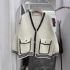 Nueva Chaqueta Estilo Primavera para Mujer, Cárdigan de Punto Doble Cara de Lana Corto Holgado Casual Adelgazante Estilo Coreano para Mujer