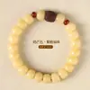 Pulsera de un solo círculo con cuentas de la suerte de Xizang, verde degradado creativo con efecto envejecido, Bodhi Yin literario, leche Mang Bodhi vintage, para hombres y mujeres