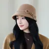 Sombrero de pescador de lana para mujer, nuevo estilo otoño/invierno, retro y elegante, con un lazo retro, cálido y acogedor, perfecto para mamás