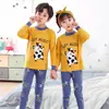 Pantalón Largo de Algodón para Niños Otoño, Conjunto de Ropa Interior de Algodón para Niñas, Suéter 100% Algodón para Niños, Pijama de Capa Base de Algodón para Otoño e Invierno Niños Mayores