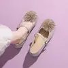 Zapatos de Verano Bajos de un Solo Color 2026 Fuegos Artificiales Pedrería Suela Suave Versátiles con Faldas Zapatos Mary Jane de Tacón Interno Elevador para Mujer