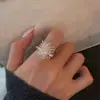 Anel de Dente-de-leão Super Brilhante para Mulheres, Design de Nicho de Luxo Leve, Anel Aberto Elegante, Anel Criativo Versátil para Dedo Indicador