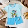 Conjunto Infantil de Manga Curta Algodão Puro Verão Bebê Menino Roupa de Casa Roupas Meninas Pijama Camiseta Roupa Infantil Atacado