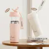 Nova Caneca Térmica Lírio-do-Vale Aço Inoxidável 316 Caneca de Café com Aparência Premium para Meninas Grande Capacidade com Canudo Caneca de Presente