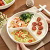 Plato casero de tres compartimentos, plato de plástico imitación cerámica, control de porciones, plato divisor para alimentos ligeros, tazón de arroz, plato de frutas