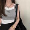 Micro-Negócio Roupa Íntima Esportiva Feminina Falsa Peça Duas Peças Colete Curto Costas Bonitas Verão Roupa Externa Base Interna Alça Tubo Envolto no Peito Top