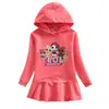 Vestido suéter com capuz para meninas de comércio exterior outono 2023 desenho animado boneca surpresa para bebê vestido casual de algodão