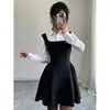 Vestido camisola feminino sem costas transpassado europeu e americano, vestido de verão quadrado da moda para comércio exterior