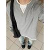 Camiseta de Manga Larga Waffle de Dos Piezas Falsas para Niños Primavera y Otoño Retro Nicho Suelta Color Sólido Sentido del Diseño Casual Top Moderno