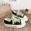 Mules de Lona com Solado Grosso, Estampa de Grou Branco, Uso Dupla Face, para Mulheres, Item Quente de Verão, Novo Modelo 2026, Aumenta a Altura, Retrô Chic, Sapatos Casuais Versáteis