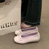 Sapatilhas Raso Estilo Francês com Laço para Mulheres, Novo Modelo Primavera 2026, Sola Rasteira, Elegante, Salto Escondido, Sapatos de Ballet, Sapatos Mary Jane