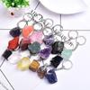 Chaveiro de Pedra Bruta de Cristal Natural, Fecho para Bolsa, Argola para Pendurar, Acessórios para Joias de Pedra Solta, Chaveiro de Cristal Natural