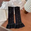 Polainas de malha com miçangas para outono e inverno femininas, estilo Lolita coreano, meias grossas e quentes para panturrilha