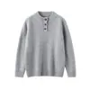 Camisetas de punto básicas de cachemir de color liso de tres botones, engrosadas para otoño e invierno, de alta calidad, para niños y niñas, jerséis de cachemir para niños
