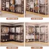 Vestidor Vestidor Dormitorio Perchero de Pie Perchero Combinación Almacenamiento de Esquina Estanterías Abiertas