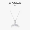 Collar Modian S925 Plata de Ley Cola de Sirena con Perla Swarovski para Mujer, Cadena para Clavícula Fresca y Elegante
