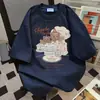 Camiseta de Manga Corta con Cuello Redondo de Diseño de Nicho de Longitud Media para Hombres y Mujeres, Verano, Holgada, Casual, Top con Cuello Redondo