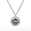 Béisbol de la Liga Americana Transfronterizo (Mlb) Todos los 30 Equipos Blue Jays Yankees Collar Colgante Redondo de Aleación Incrustado con Diamantes