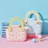 Bolso de mano con bloques de color dopamina, cesta de baño, cesta de picnic, cesta de la compra, cesta de almacenamiento de frutas y verduras, cesta de almacenamiento para el baño