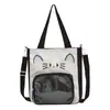 Bolsa de Dor de Gato Fofo Bolsa de Milheto Bolsa de Ombro Transversal Doce Bolsa Transparente Bidimensional Bolsa para Estudo