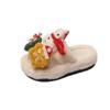 Pantuflas Peludas de Muñeco de Nieve Navideño Coreano para Niñas para Usar Afuera en Otoño e Invierno Nuevas Pantuflas de Algodón Lindas de Nicho para el Hogar
