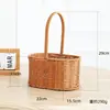 Cesta Creativa Tejida a Mano de Mimbre Sintético Cesta de Frutas Cesta de Almacenamiento Cesta con Asa de Mimbre Bolso Tejido Cesta de Flores Cesta de Verduras Recolección de Huevos