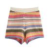 Cardigã Tricotado de Manga Curta Estilo Europeu e Americano Abotoamento Simples Conjunto Listrado de Cintura Alta Shorts Retos Gola Polo Curto Doce e Apimentado